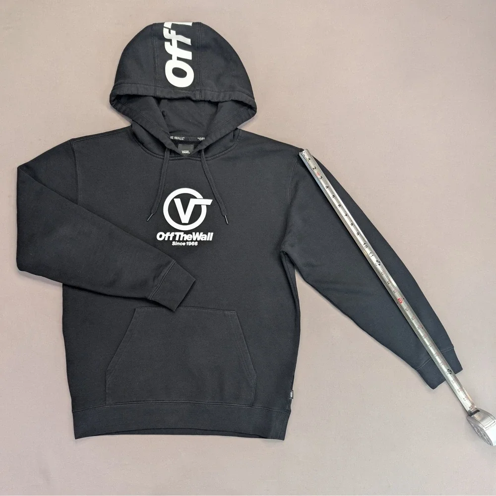 Vans Off The Wall Hoodie Black Logo Pullover Mens M Streetwear